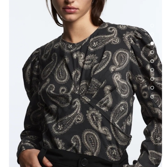 ZARA printed paisley long sleeves top size Medium  NEW - Picture 3 of 15